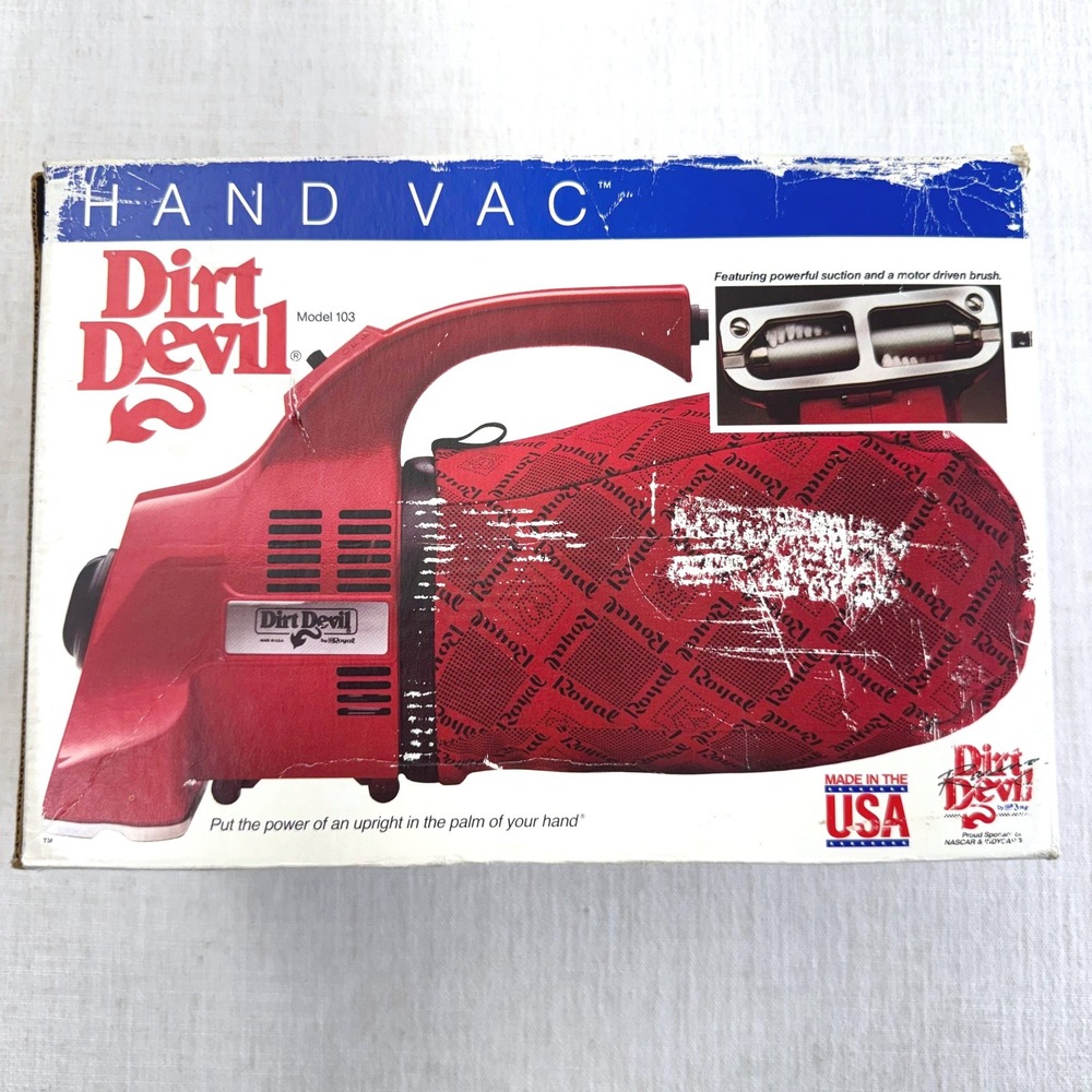 Vintage Royal Dirt Devil Model 103 Hand Vac Red Corded Handheld Vacuum with Box